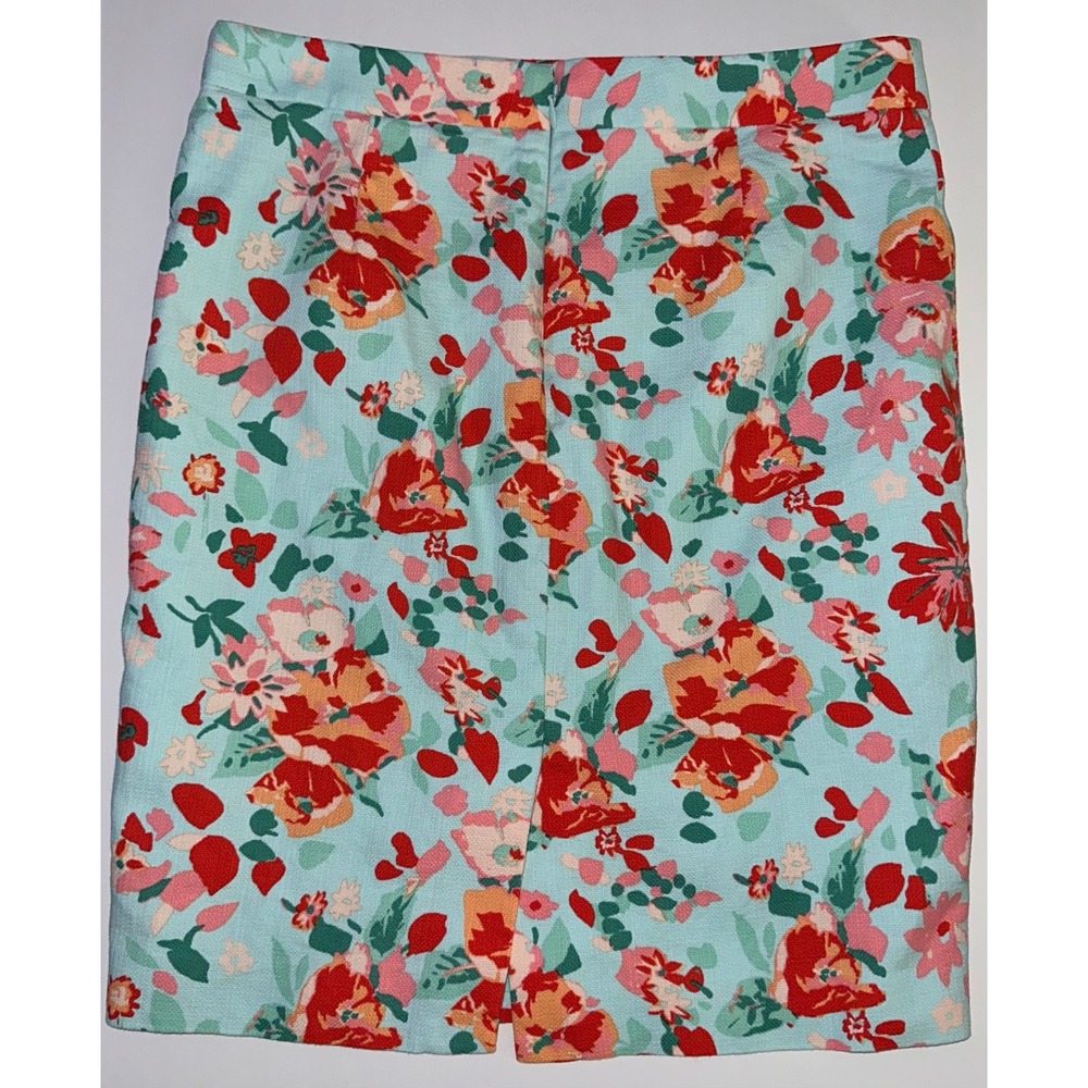 J.Crew Floral Pencil Skirt Vibrant Poppy Print Size 6 Dopamine Dressing - Picture 3 of 8